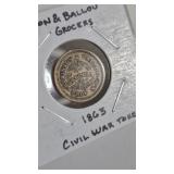 1863 TROY, NEW YORK GROCERS TOKEN ROBINSON BALLOU