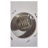 1853 3 CENT SILVER TRIME