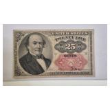1874 U.S. 25C. FRACTIONAL CURRENCY 5TH SERIES (VF+
