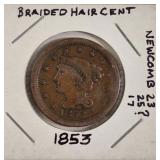 1853 BRAIDED HAIR LARGE CENT