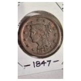 1847 BRAIDED HAIR LARGE CENT