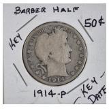 KEY DATE 1914-P BARBER HALF