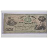 $1 1873 SOUTH CAROLINA RAILROAD FARE TICKET