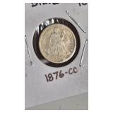 1876-CC SEATED LIBERTY DIME