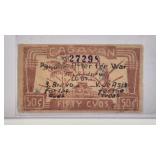 WW II PHILIPPINE EMERGENCY 50 CENTAVO NOTE CAGAYAN