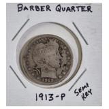 1913-P BARBER QUARTER