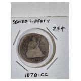 1878-CC SEATED LIBERTY QUARTER