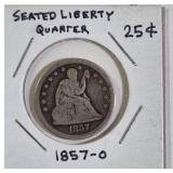 1857-O SEATED LIBERTY QUARTER