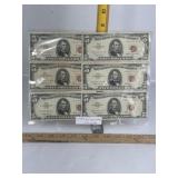 6 -- $5 1963 RED SEAL LEGAL TENDER NOTES