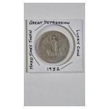 GREAT DEPRESSION HARD TIMES TOKEN LUCKY COIN