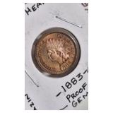 1883 RED GEM PROOF STRIKE INDIAN HEAD CENT
