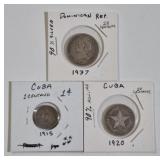 SILVER1920 CUBA & 1937 DOMINICAN REP. 1915 CLAD