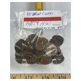 100 WHEAT CENTS 1940's & 50's