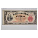 1941 PHILIPPINES 1 PESO TREASURY NOTE RED SEAL