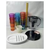 PLASTIC DISHES, CUPS, BURNER COVERS, BRITA