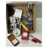 TRAVEL ALARM CLOCKS, BOOK MARKS, HANDHELD GAME