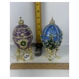 FABERGE STYLE DECORATIVE ENAMELED EGG TRINKET BOX