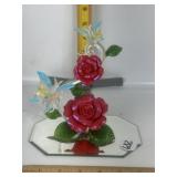 HANDMADE BLOWN-GLASS ROSE & BUTTERFLY FIGURE