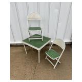VINTAGE MID-CENTURY GREEN TABLE & CHAIRS SET