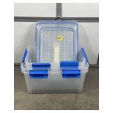 4 WATERPROOF STORAGE TOTES, 2 DIFFRENT SIZES