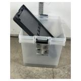 2 LARGE LATCHED STORAGE TOTES W/ LIDS