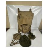 VNTG. INDIAN PACK BOARDS, CANVAS CANTEEN, NET BAGS