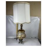 MCM REVERSE PAINTED GLASS TABLE LAMP & SHADE