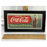 1951 COCA-COLA FRAMED ADVERTISING, 8 1/2" X 4 1/2