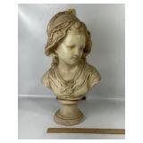 FRENCH PEASANT GIRL SCULPTURE, 19" T