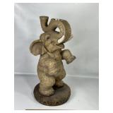 STANDING ELEPHANT TABLE, MISSING GLASS, 22" T