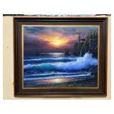 PAINTING ON BOARD OCEAN LIGHTHOUSE 39"X33"