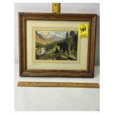 MOTHER BEAR & 2 CUBS FRAMED VINTAGE PICTURE