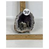 AMETHYST CRYSTAL GEODE W/ PEWTER MINNING FIGURES