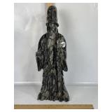 HAND CARVED STONE SCULPTURE WIZARD W/ CRYSTAL