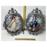 PINKIE & BLUE BOY OVAL FRAMED PICTURES, 17" X 12"