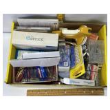 BOX OF OFFICE ITEMS, ENVELOPES, STICKERS