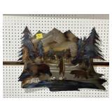 HANDCRAFTED METAL WALL ART W/ BEARS, 27" X 23"