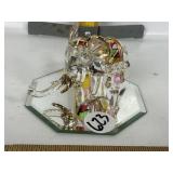 HANDMADE BLOWN GLASS ELEPHANT FIGURE ON MIRROR