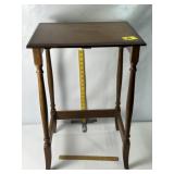 VINTAGE WOOD SIDE TABLE, 25" T X 17" L X 14" W