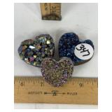 3 HEART SHAPED STONE CARVED ROCKS