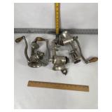 3 VINTAGE MEAT GRINDERS