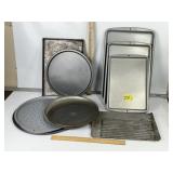 SEVERAL BAKING SHEETS, RECTANGLE AND CIRLCE