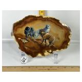 VICKY STROUD HAND PAINTED WOLVES ON MONTANA AGATE