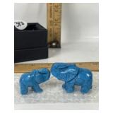 HAND-CARVED BLUE HOWLITE ELEPHANT FIGURES