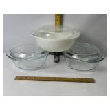 3 GLASS LIDDED BOWLS