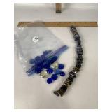 MIX OF IRIDESCENT GLASS BEADS, TUMPLED CRYSTAL