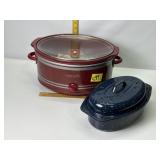 LIKE NEW CROCK POT W/ COVER, ROASTER PAN