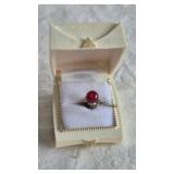 VINTAGE RED STONE TIE TACK IN CASE