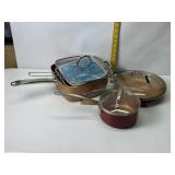 RED COPPER& COPPER CHEF PANS W/ LIDS