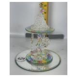 GLASS BARON CAROUSEL FIGURINE ON MIRROR BASE